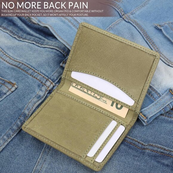 Credit Card Holder Wallet for Men Thin Bifold RFID Slim Trendy Front Pocket - Picture 2 of 7